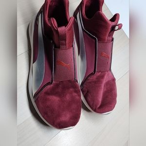 Puma slip on red velvet sneakers, women's size 9.5 US